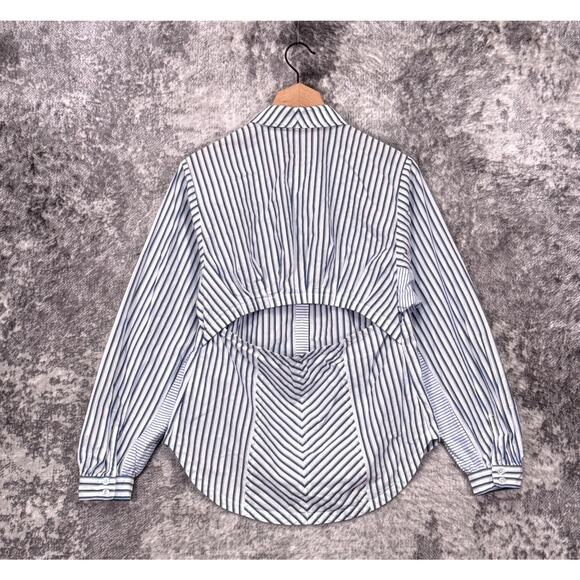 Maeve Top Small Womens Anthropologie Cotton Striped Button Shirt Open Back - Picture 3 of 8